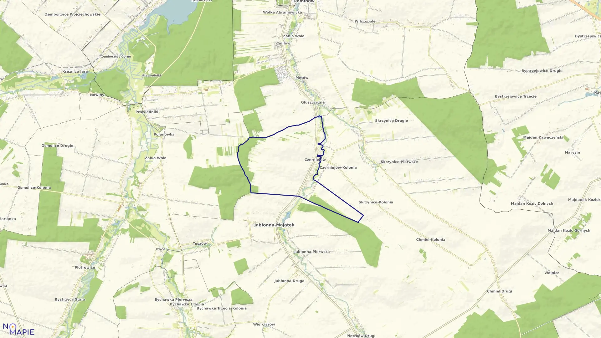 Mapa obrębu CZERNIEJÓW w gminie Jabłonna
