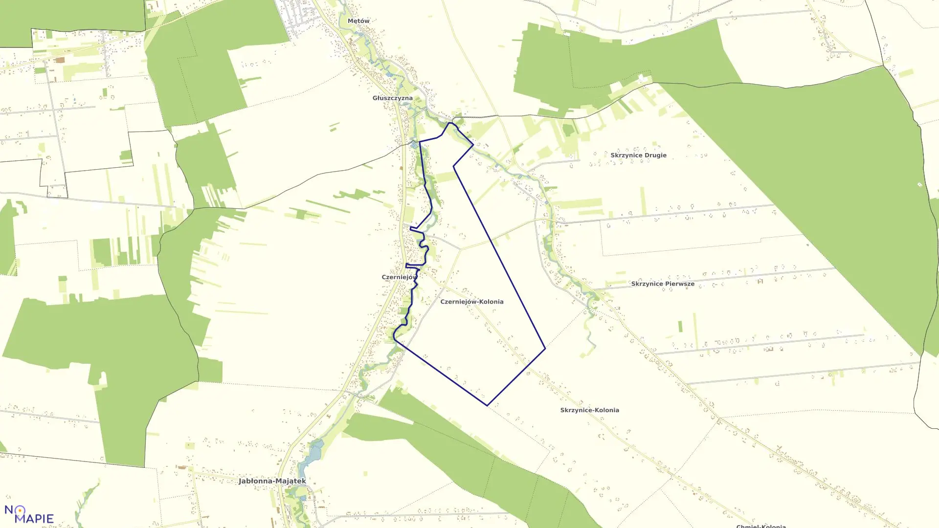 Mapa obrębu CZERNIEJÓW- KOLONIA w gminie Jabłonna