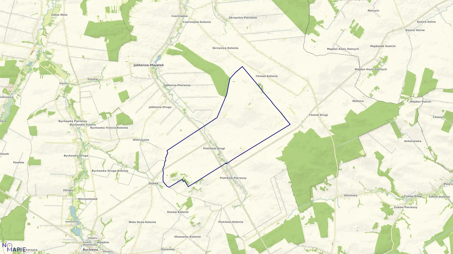 Mapa obrębu PIOTRKÓW DRUGI w gminie Jabłonna