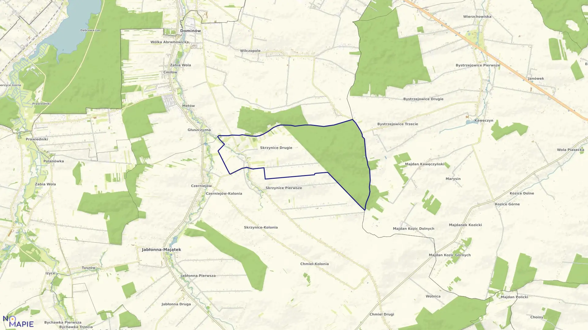 Mapa obrębu SKRZYNICE DRUGIE w gminie Jabłonna